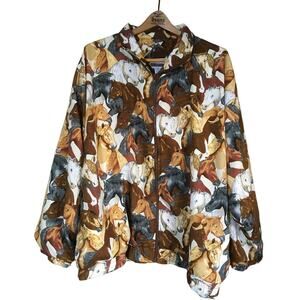 Active Horizon Woman's Jacket Horses Full Zip Lined 22W With Pockets